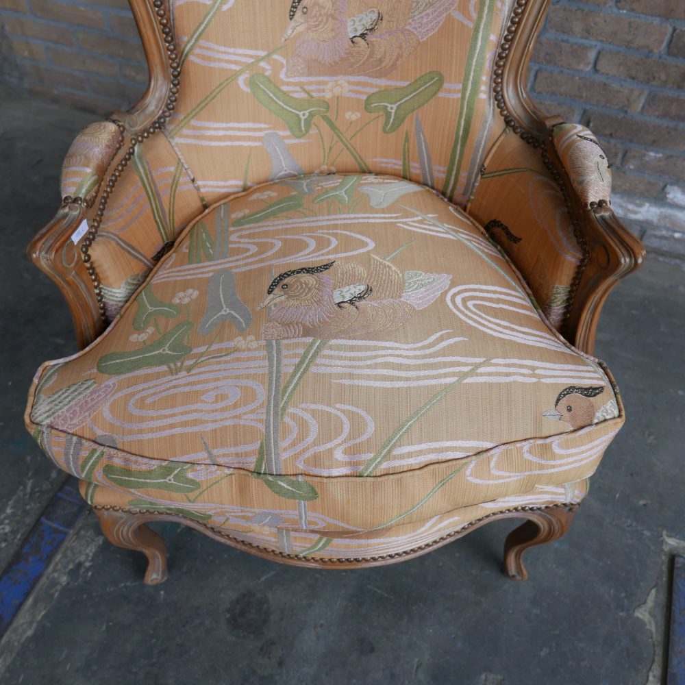 Barok fauteuil met vogelprint