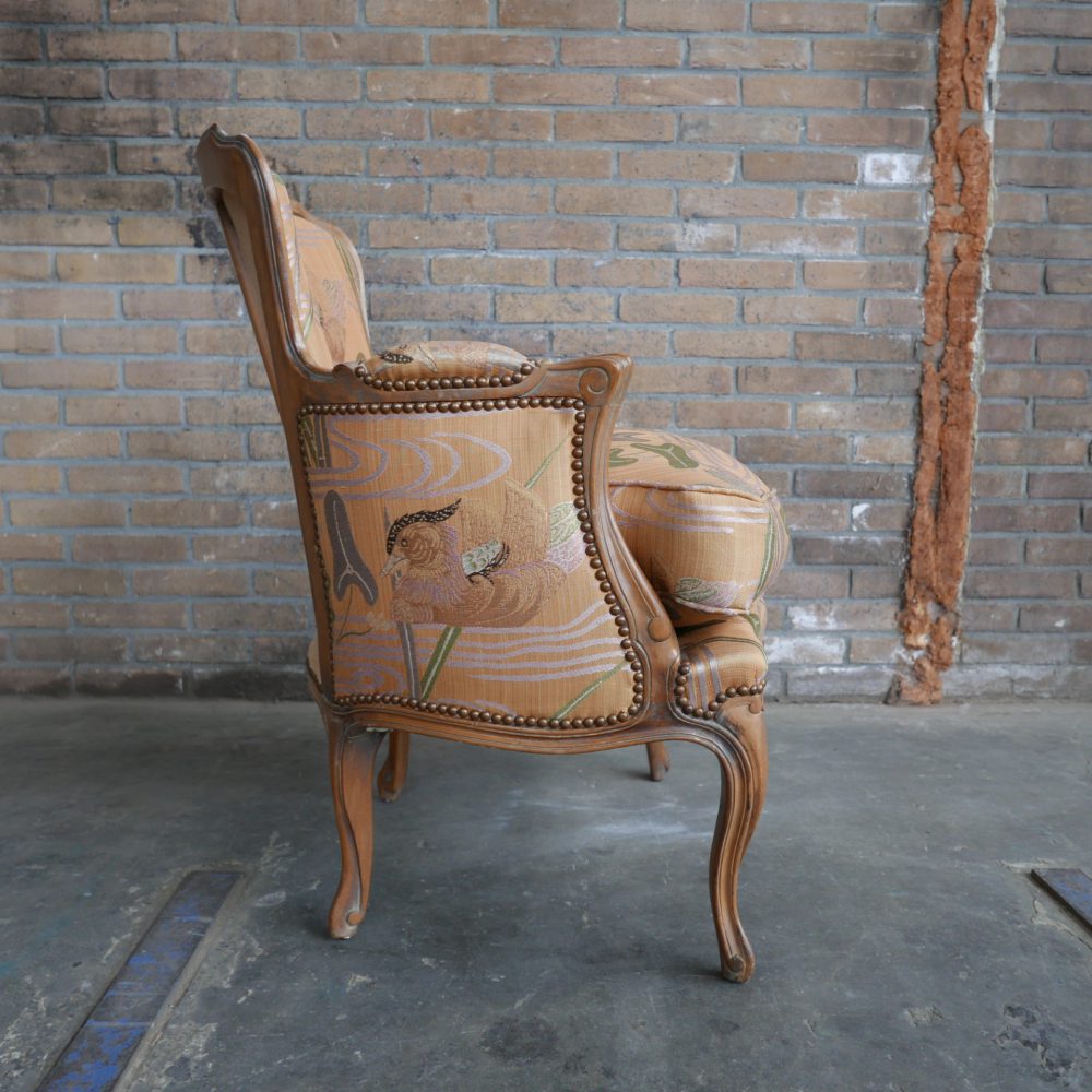 Barok fauteuil met vogelprint