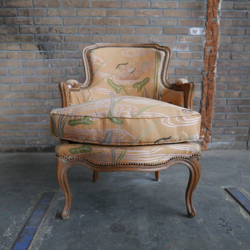 Barok fauteuil met vogelprint