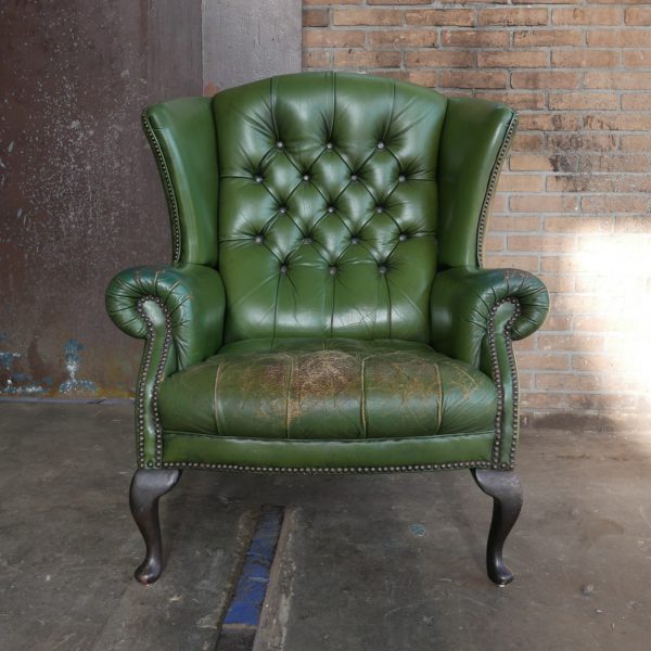 Groen leren fauteuil