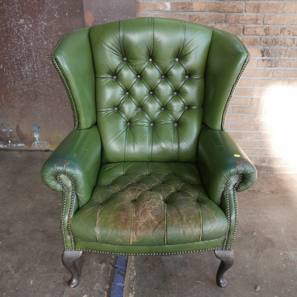 Groen leren fauteuil