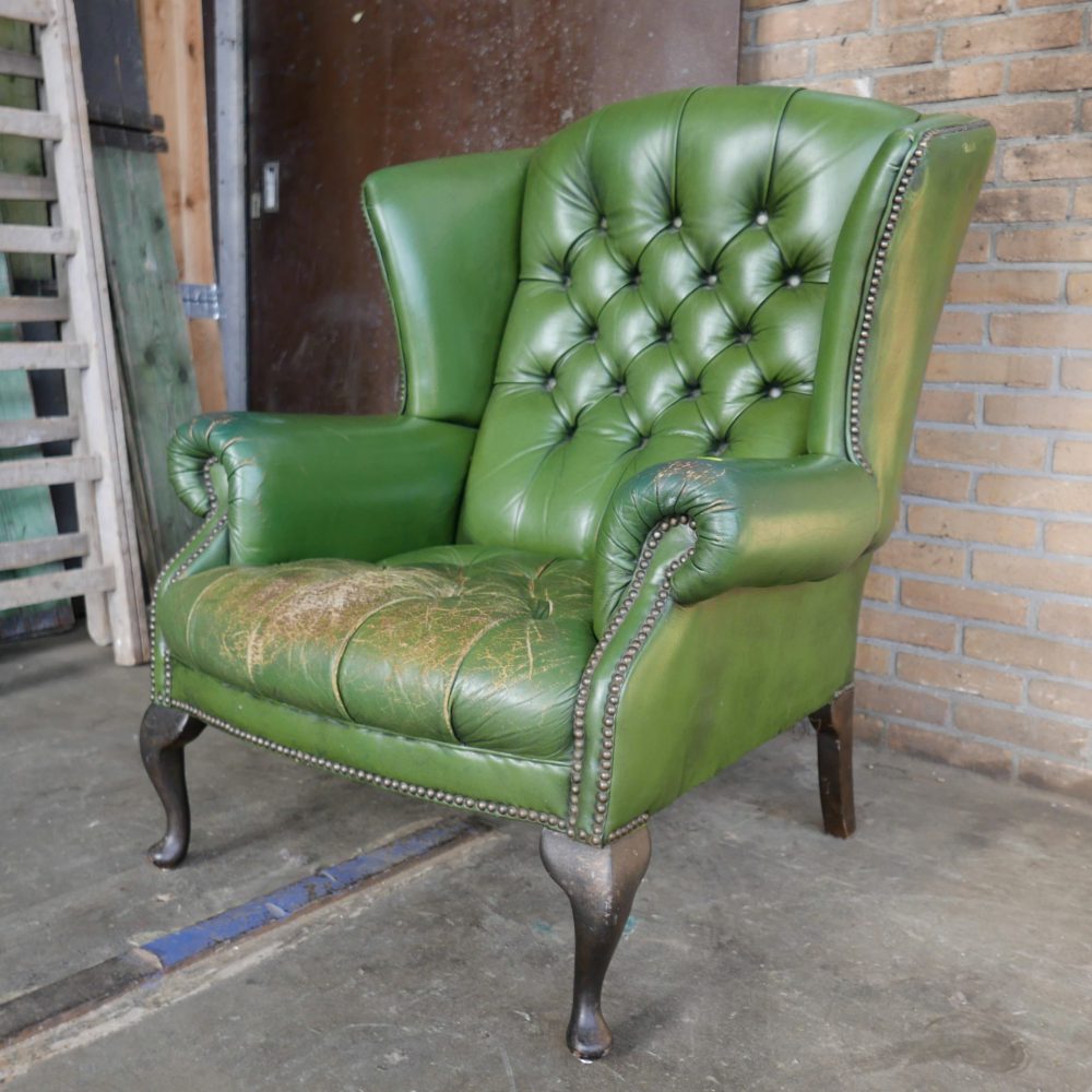 Groen leren fauteuil