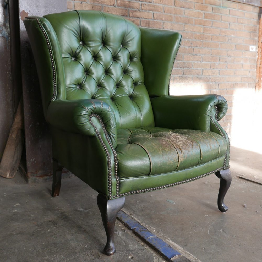 Groen leren fauteuil