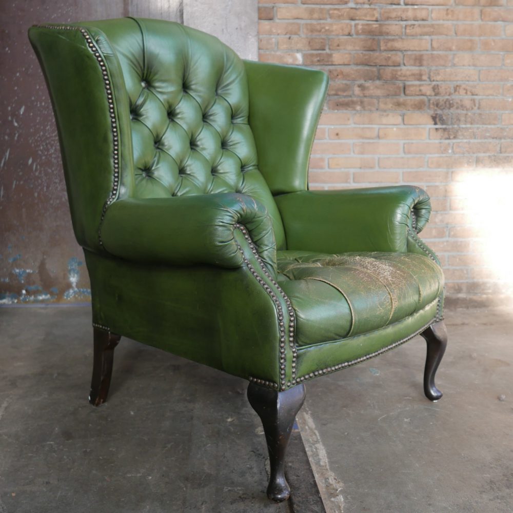 Groen leren fauteuil