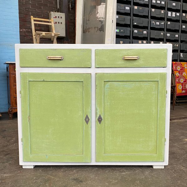 Groen witte commode