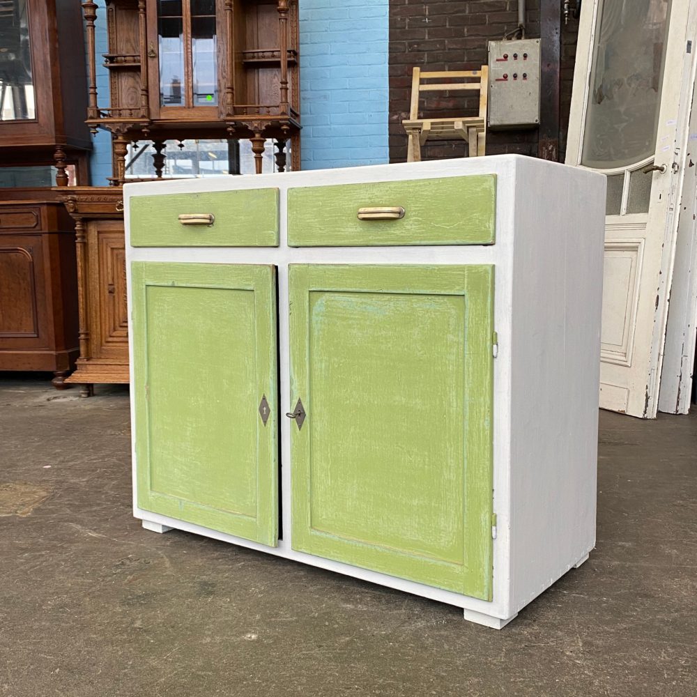 Groen witte commode