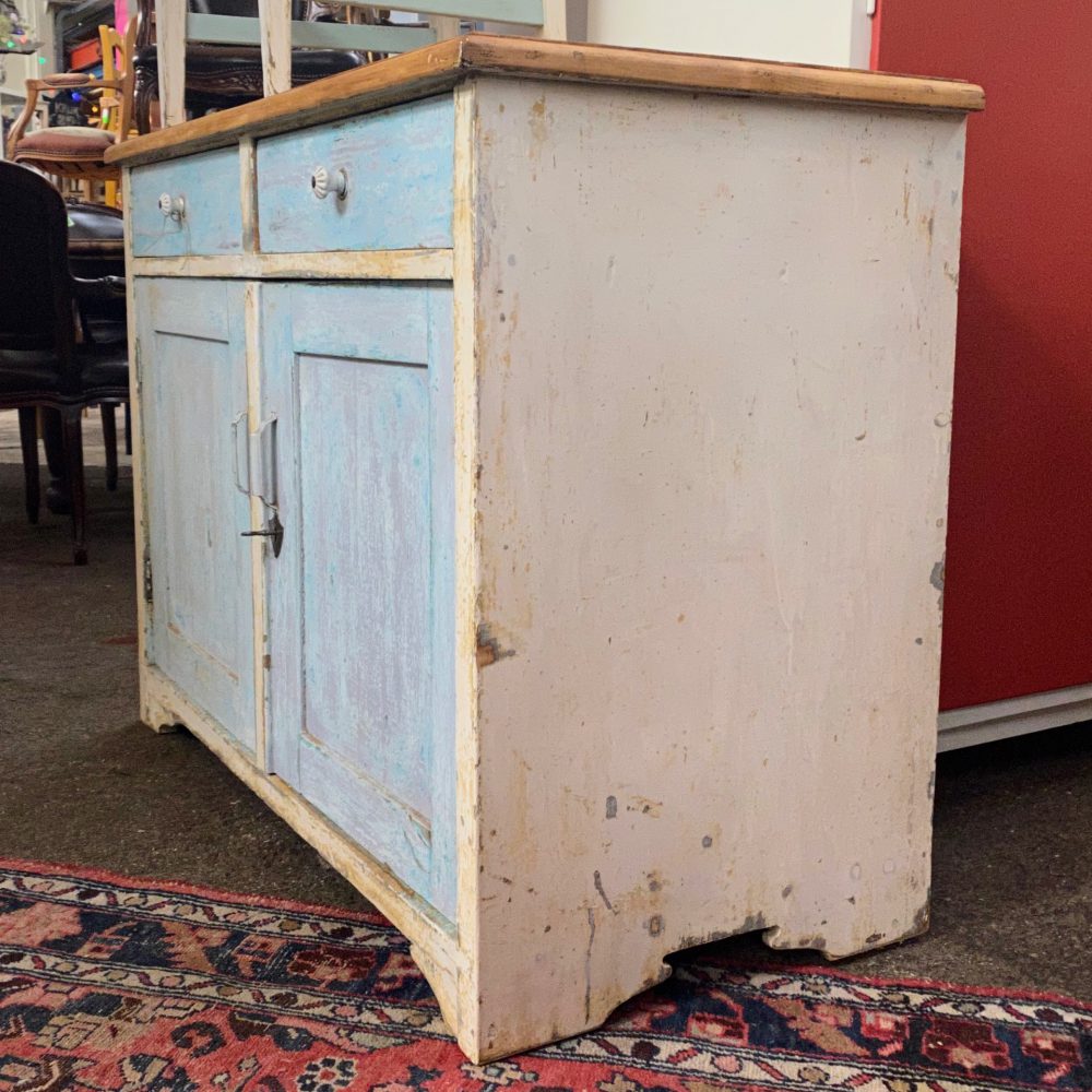 Brocante blauwe commode