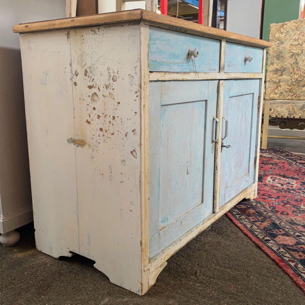 Brocante blauwe commode