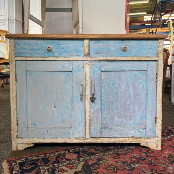 Brocante blauwe commode