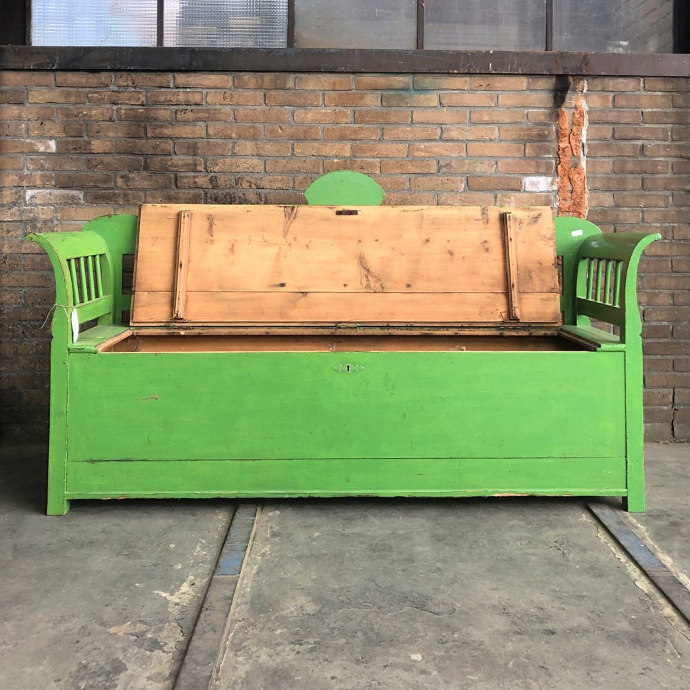 Houten groene klepbank