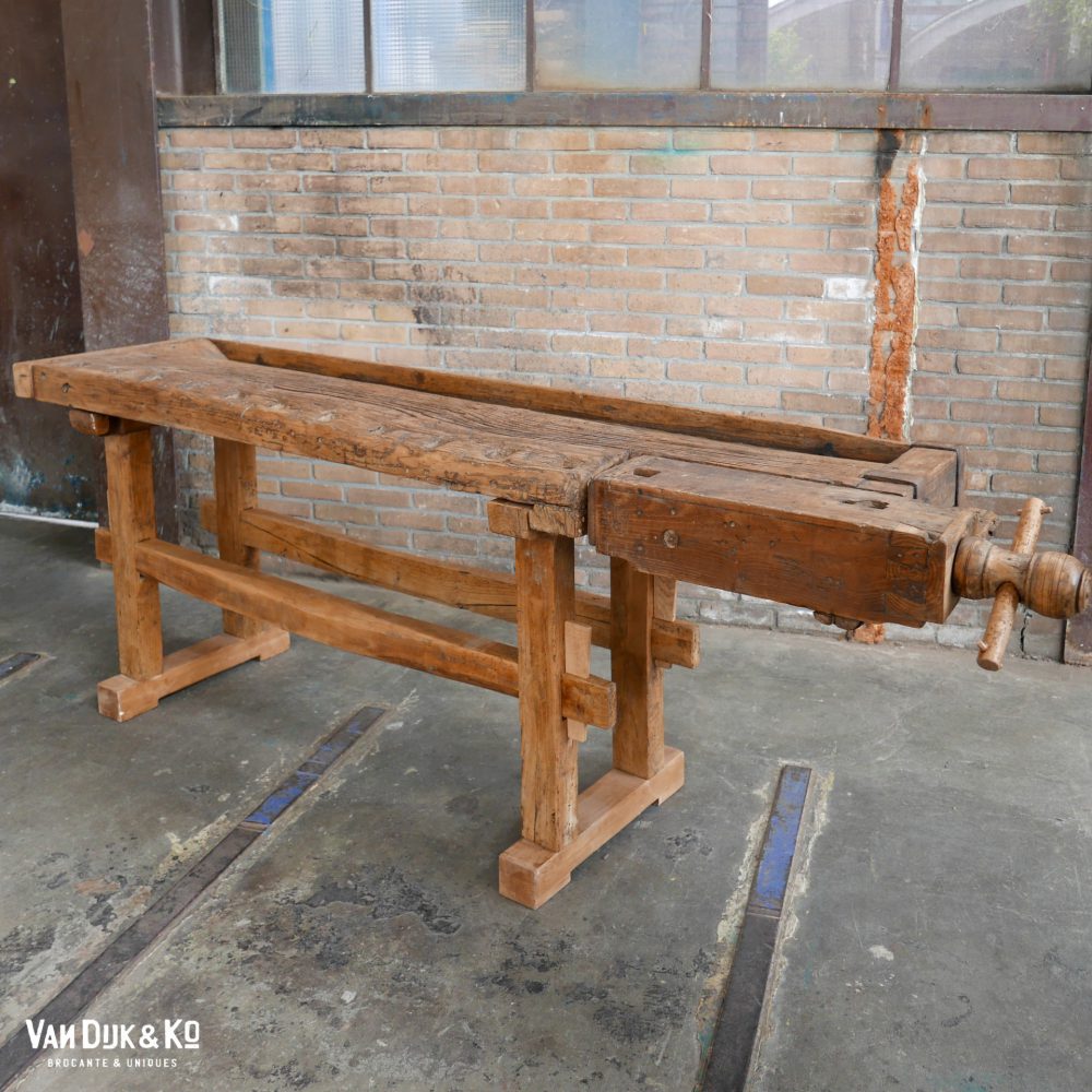 Vintage houten werktafel - Afbeelding 2