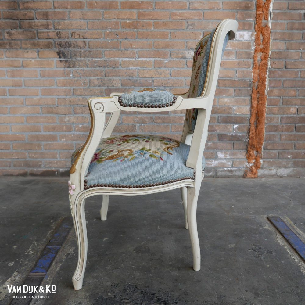 Louis XV stoel met bloemenprint