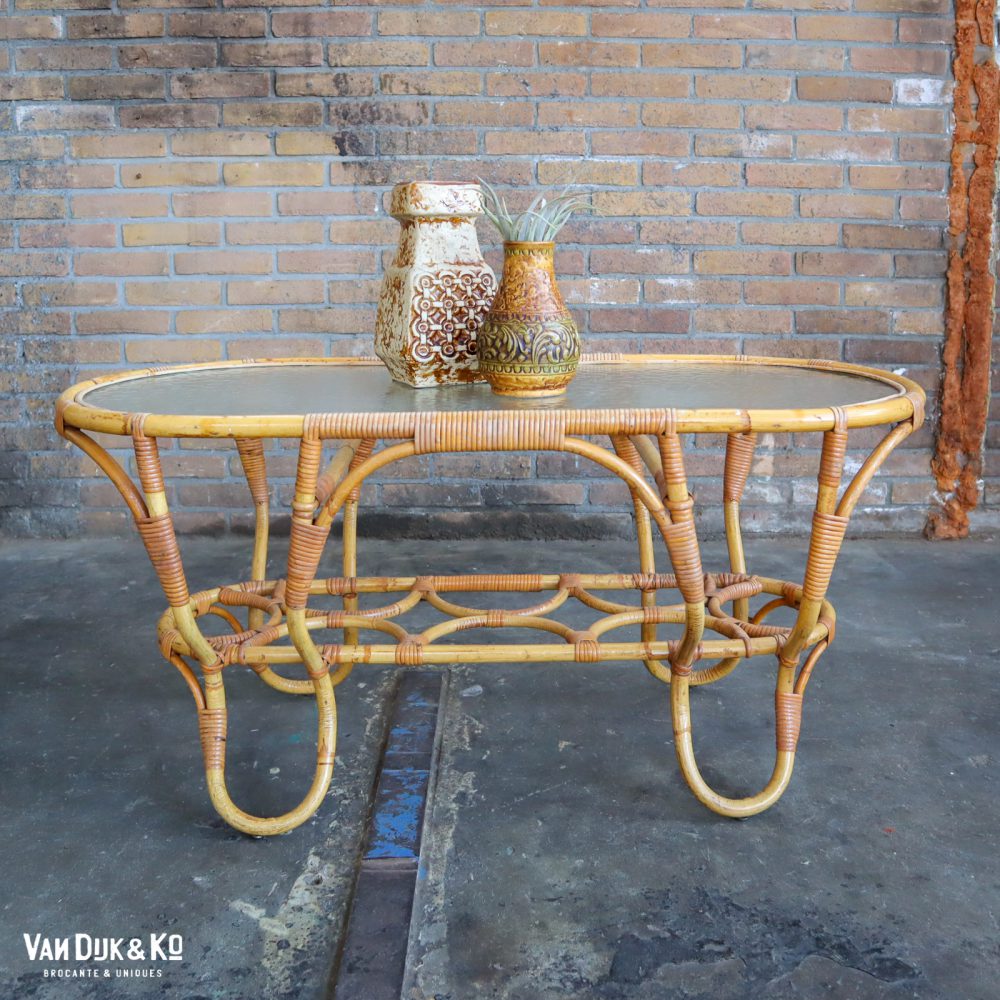 Vintage rotan salontafel - Afbeelding 2