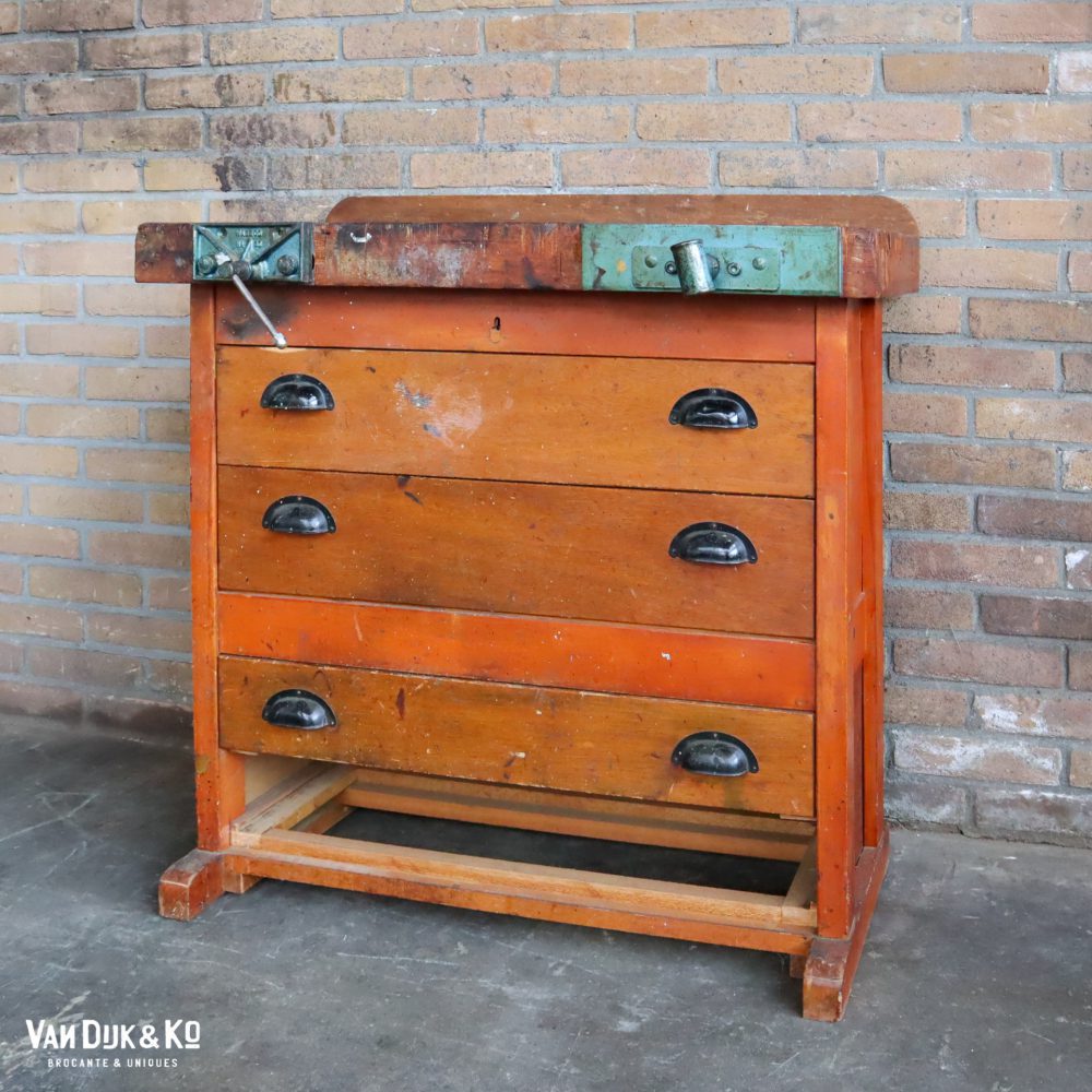 vintage houten werkbank