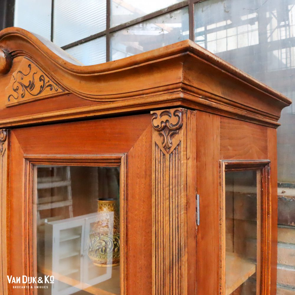 Vintage houten vitrinekast - Afbeelding 5