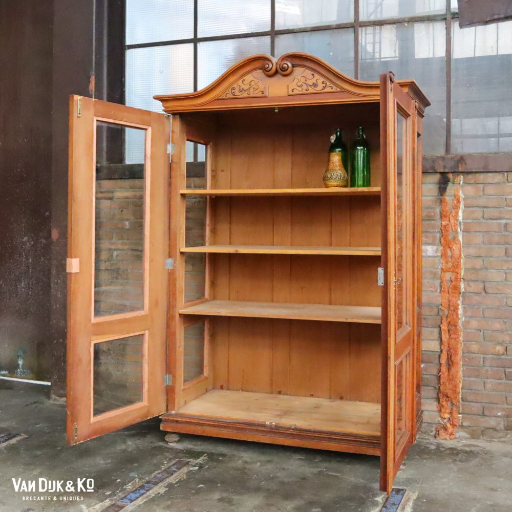 Vintage houten vitrinekast - Afbeelding 3