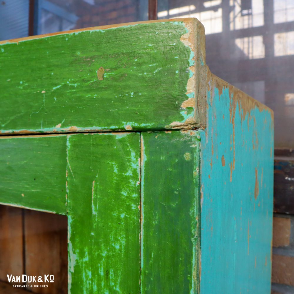 Brocante groene vitrinekast - Afbeelding 4