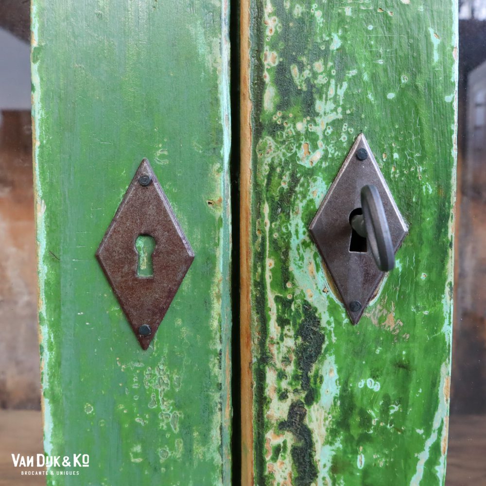 Brocante groene vitrinekast - Afbeelding 8
