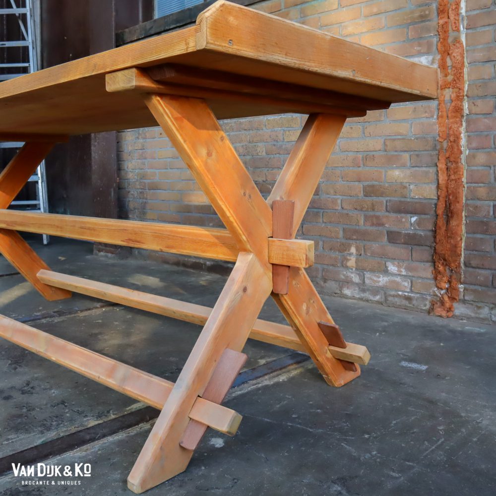 Houten kruispoot werktafel - Afbeelding 3