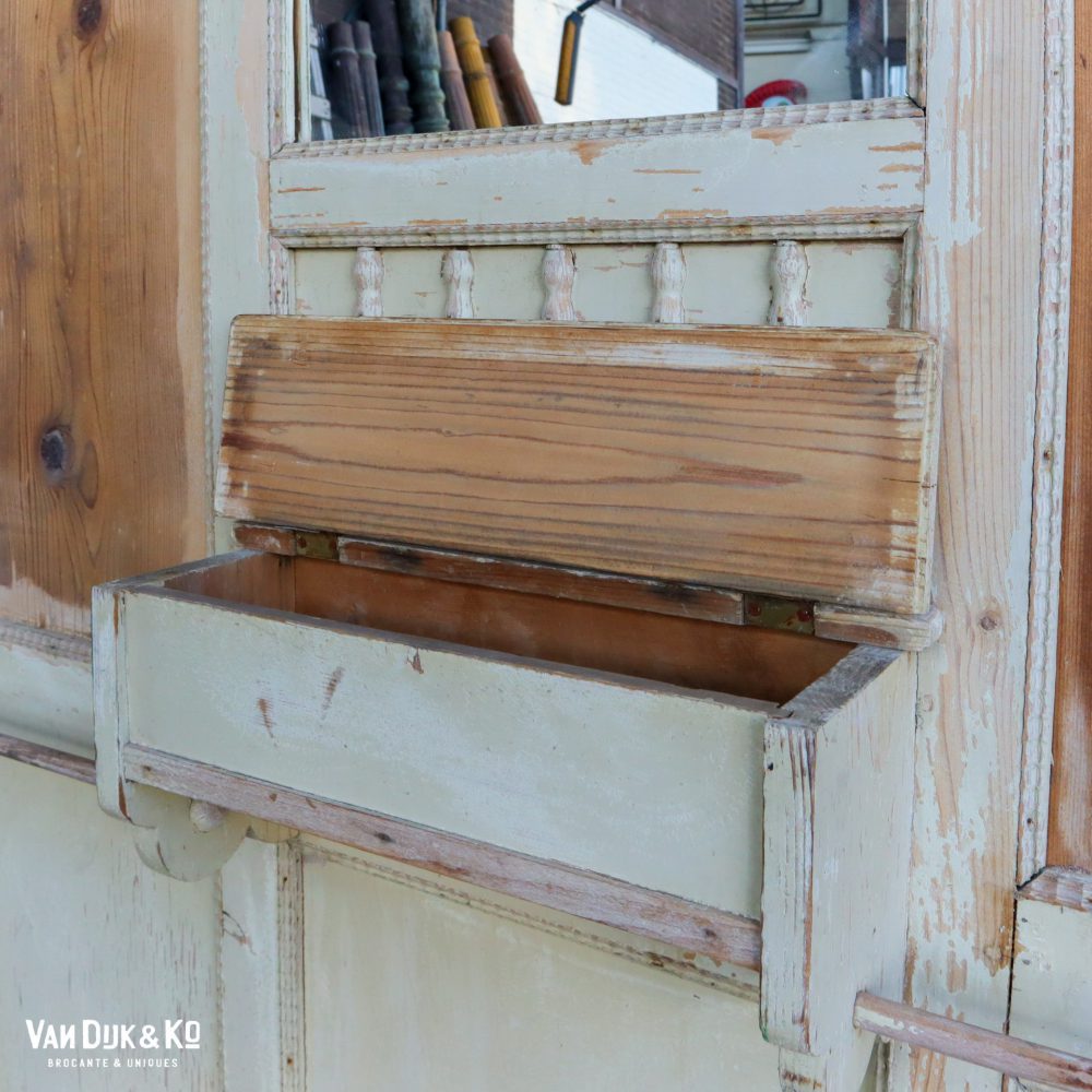 Brocante kapstokpaneel met spiegel - Afbeelding 5