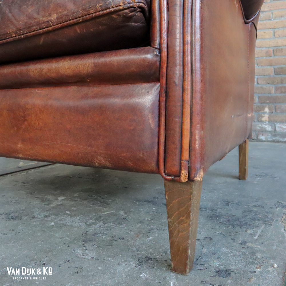 Vintage leren fauteuil - Afbeelding 8