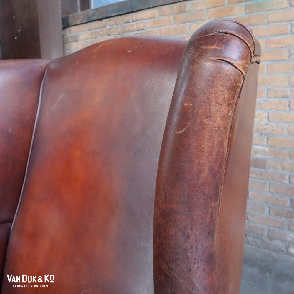 Vintage leren fauteuil - Afbeelding 7