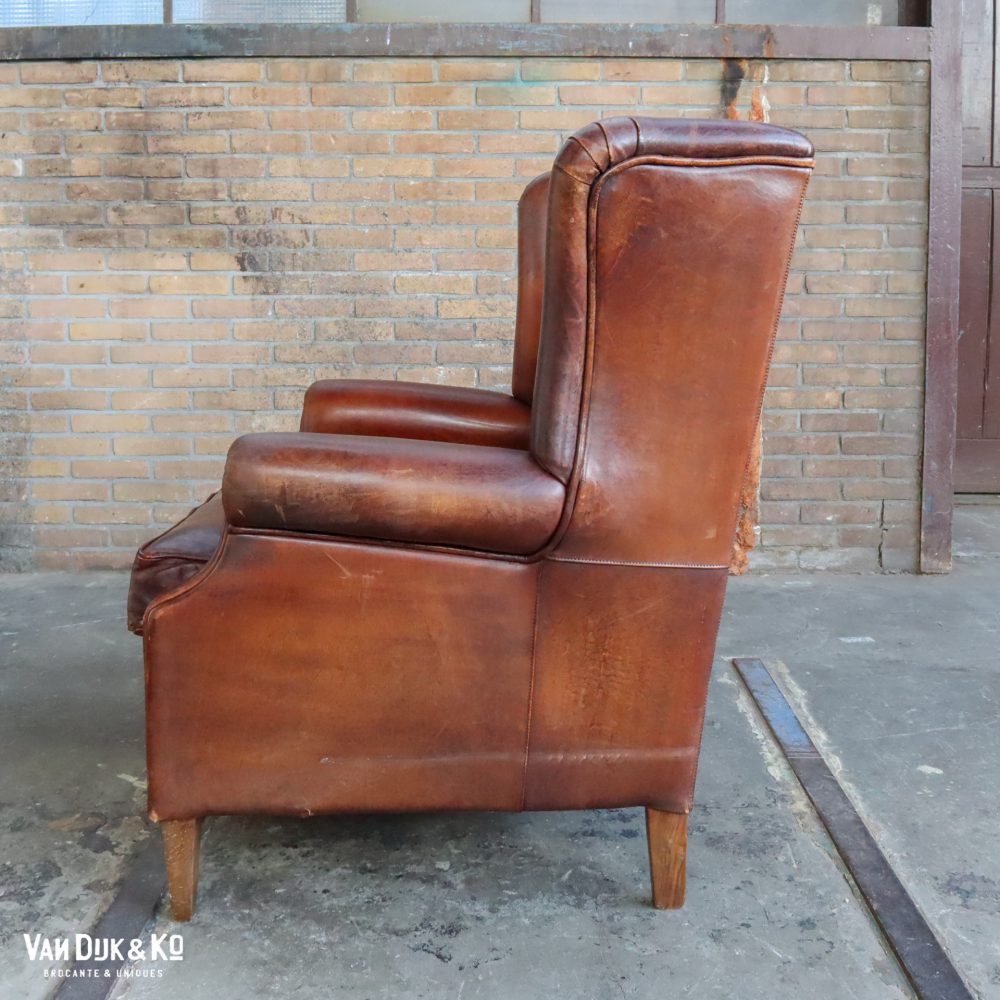Vintage leren fauteuil - Afbeelding 4