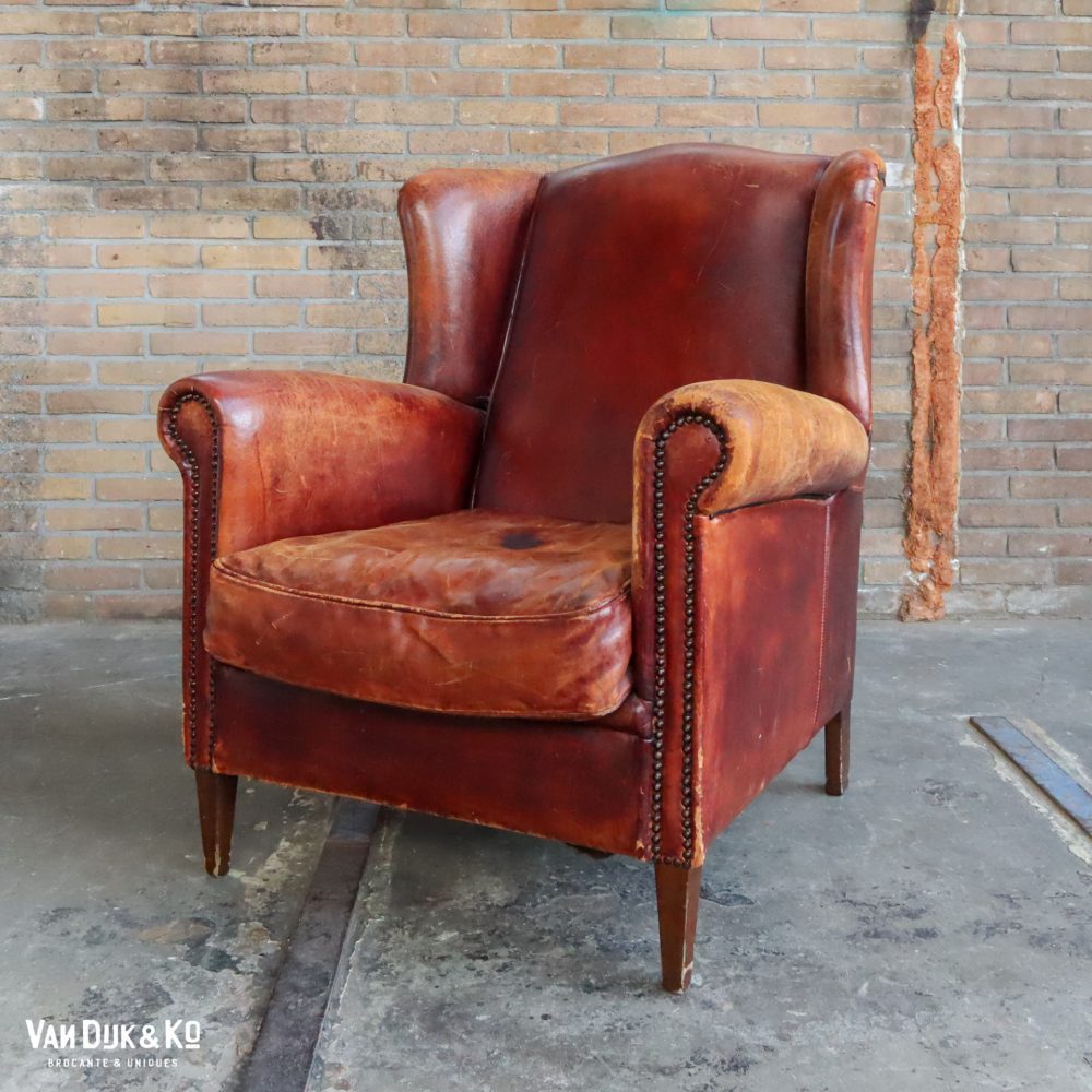 Vintage leren fauteuil