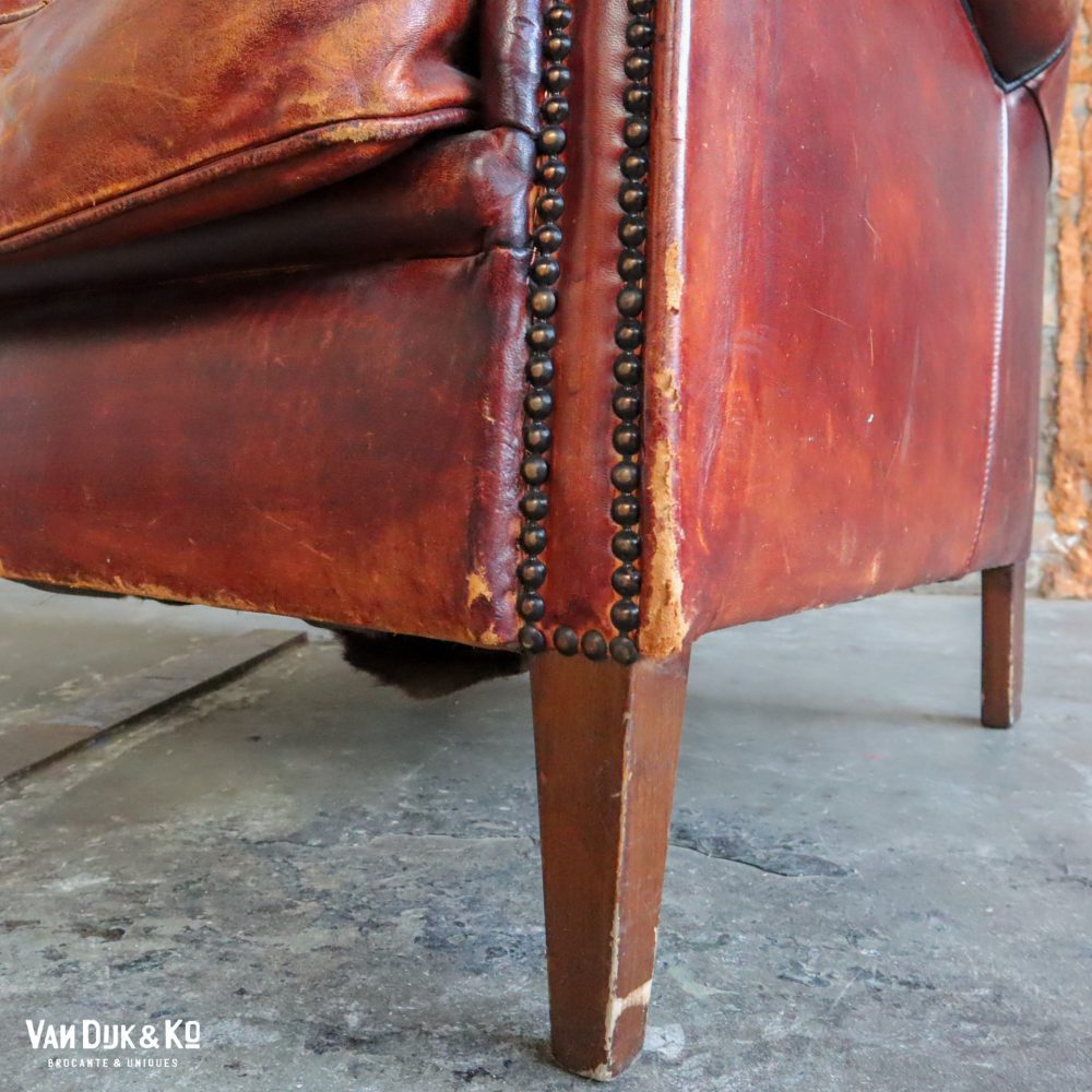 Vintage leren fauteuil - Afbeelding 7
