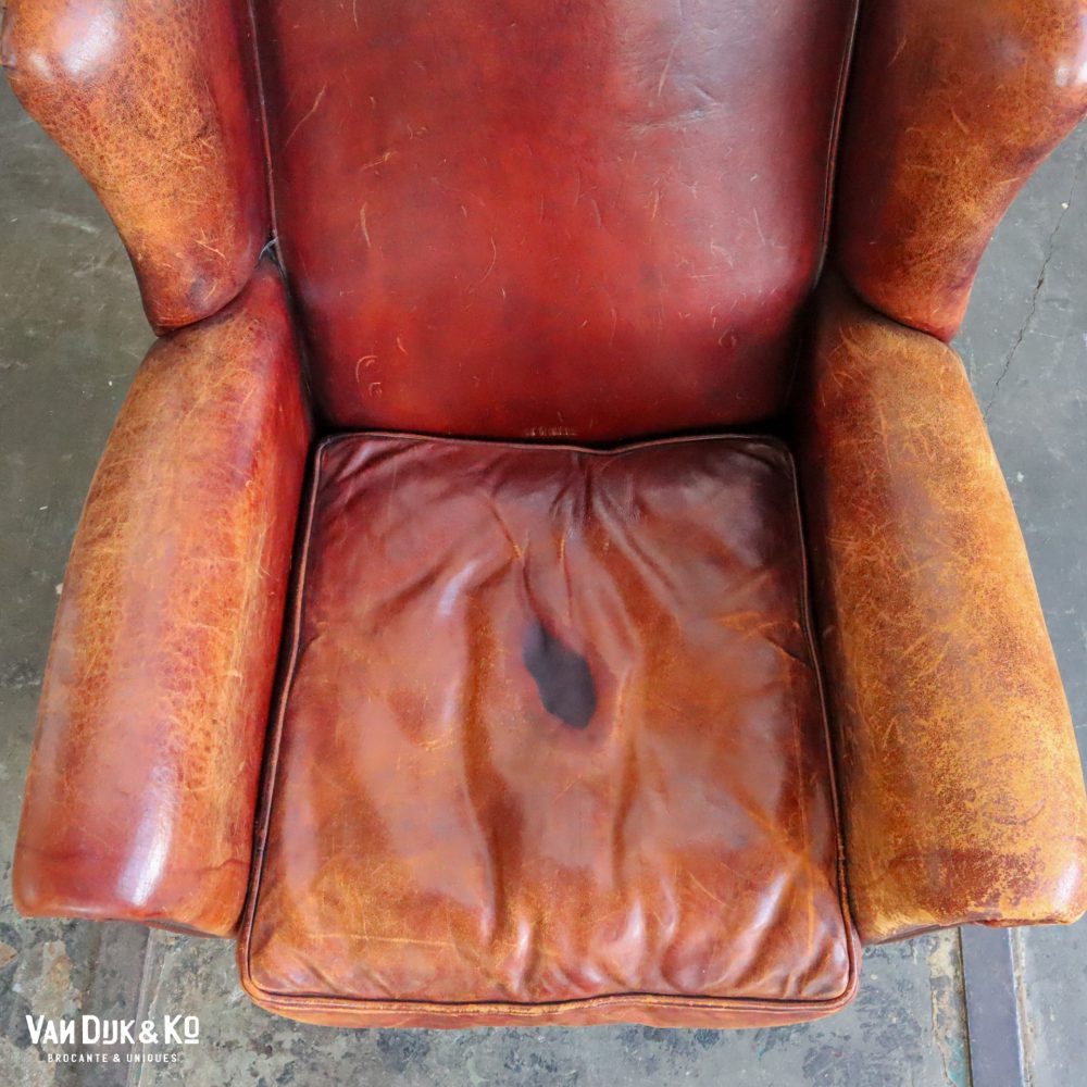 Vintage leren fauteuil - Afbeelding 5