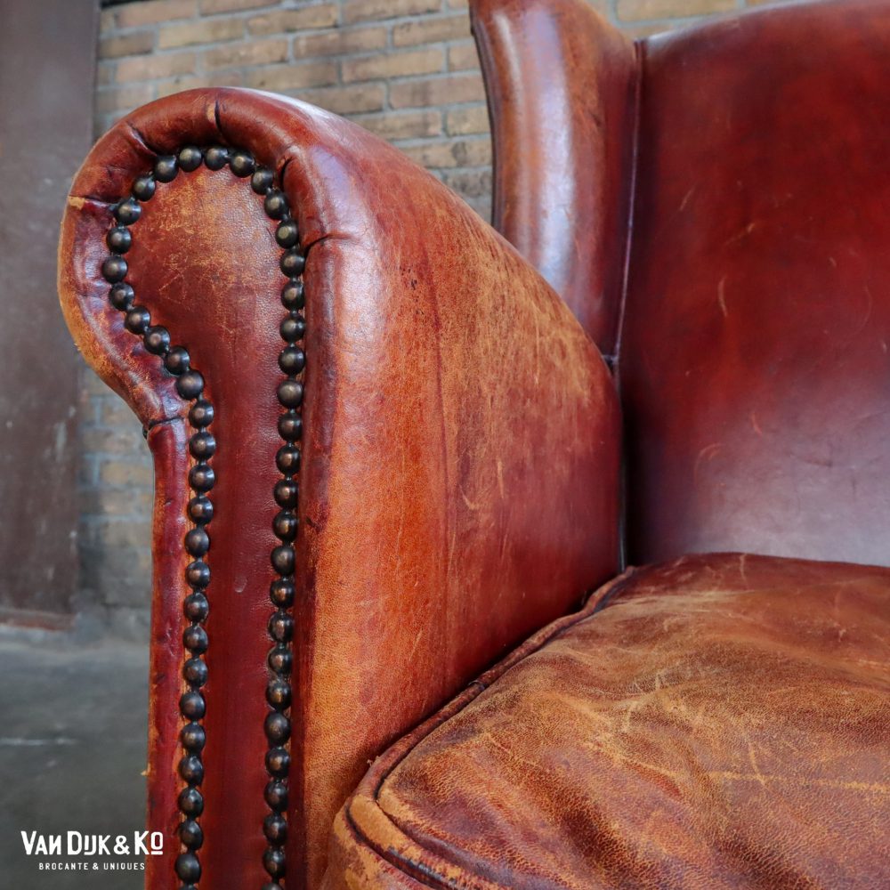Vintage leren fauteuil - Afbeelding 6