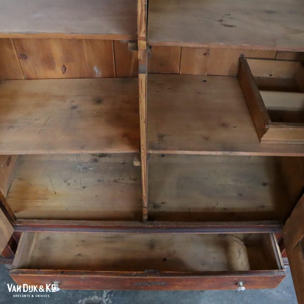 Vintage houten linnenkast - Afbeelding 11