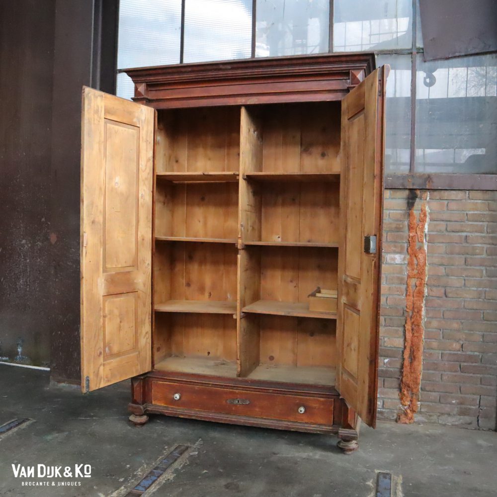 Vintage houten linnenkast - Afbeelding 3
