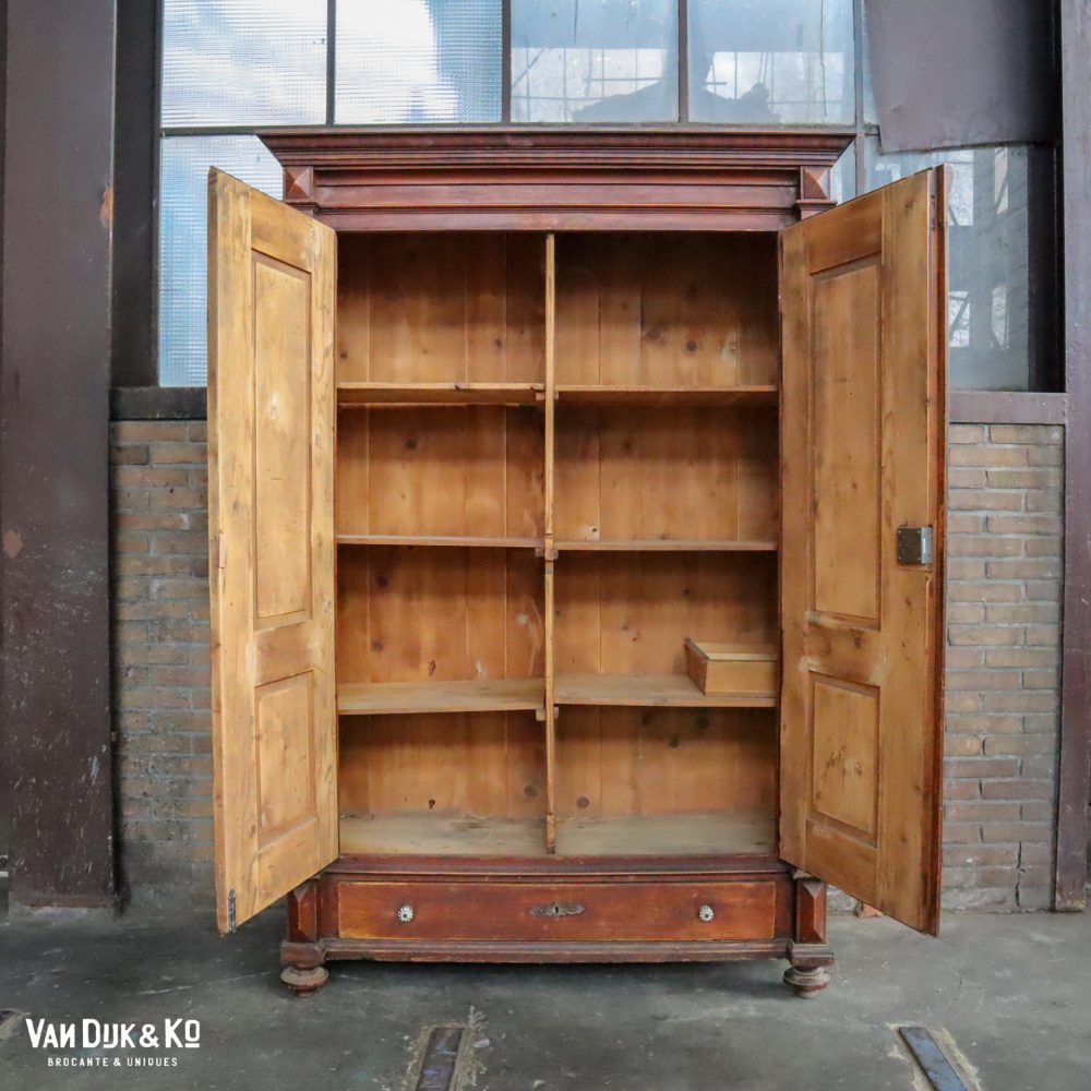 Vintage houten linnenkast - Afbeelding 4