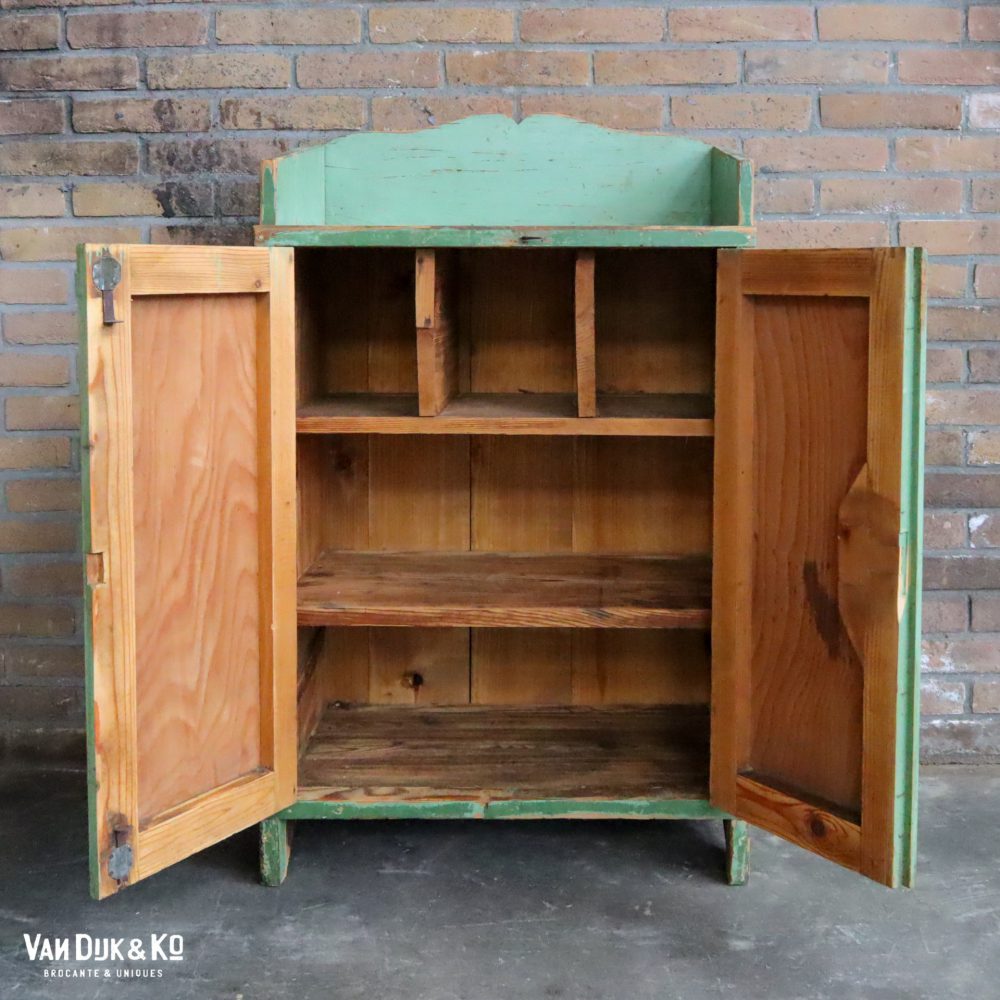 Brocante groene kastje - Afbeelding 3
