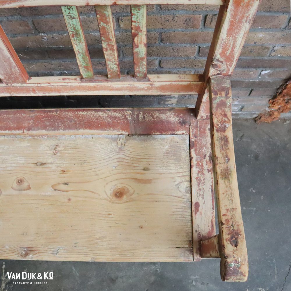 Brocante kinderbank met opbergruimte - Afbeelding 6