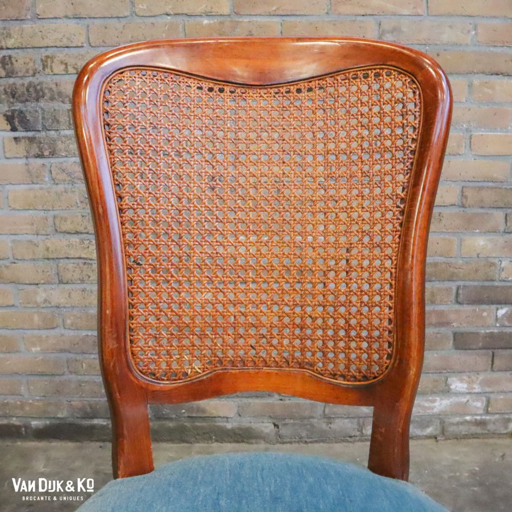 Vintage stoel met velours zitting - Afbeelding 4