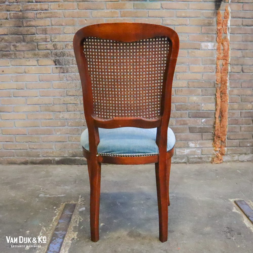 Vintage stoel met velours zitting - Afbeelding 3