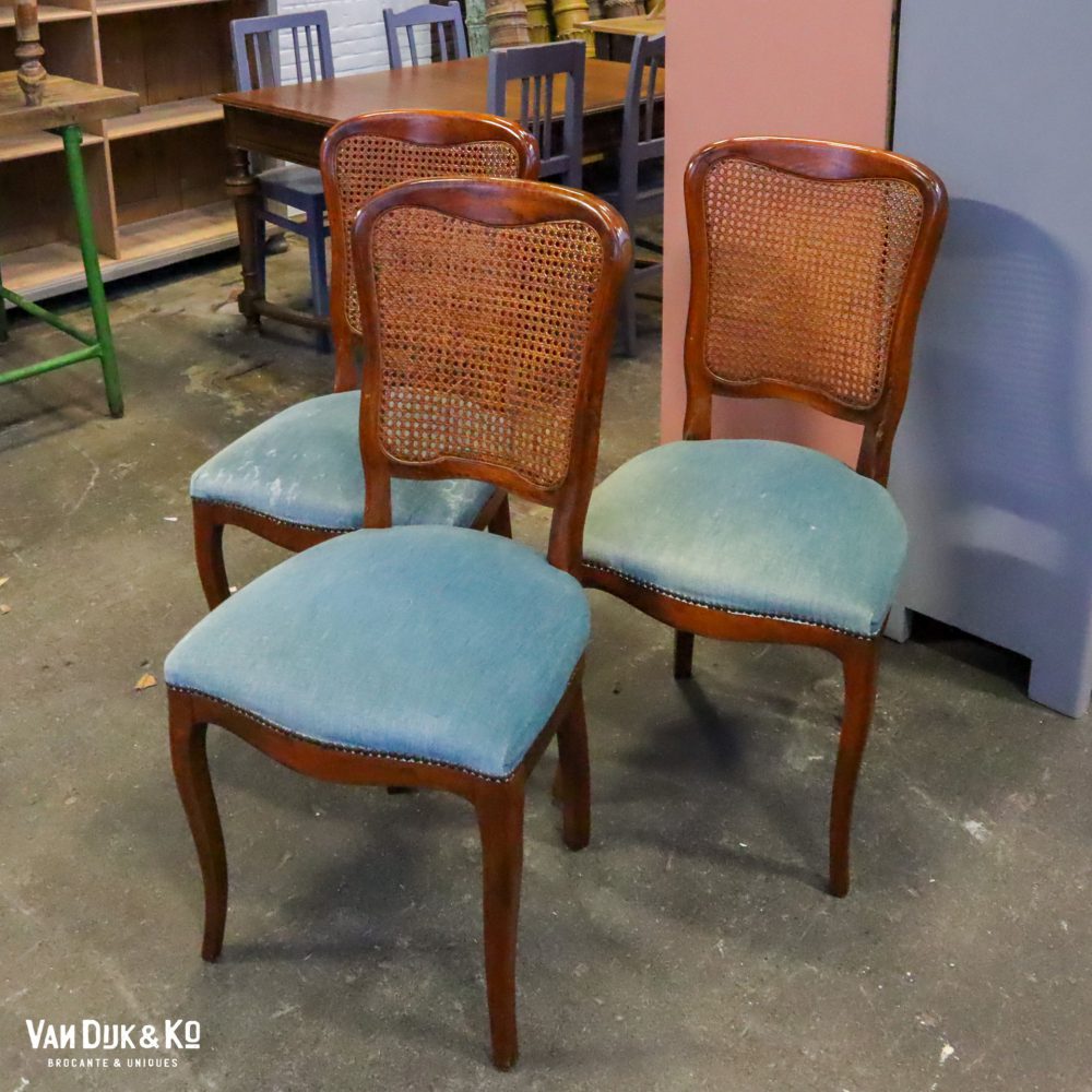 Vintage stoel met velours zitting - Afbeelding 8