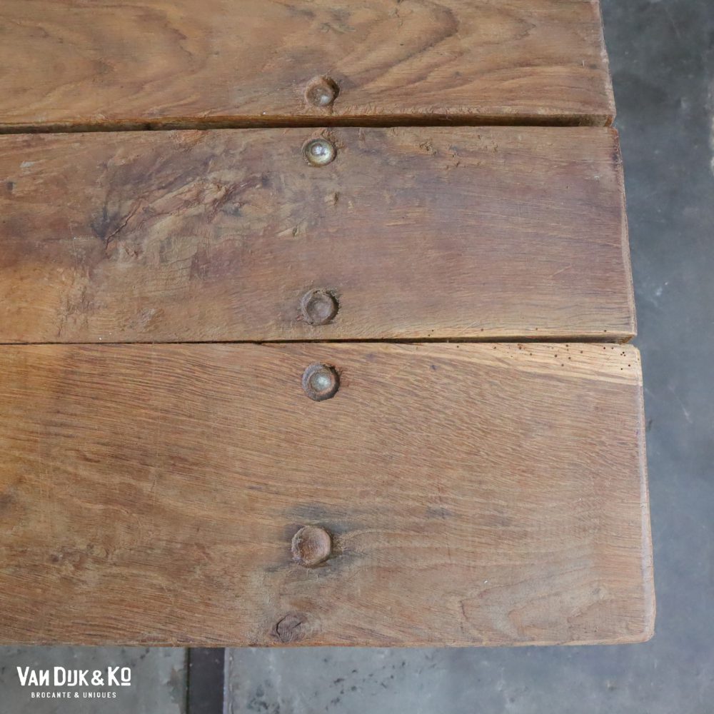 Industriële tafel met houten blad - Afbeelding 5