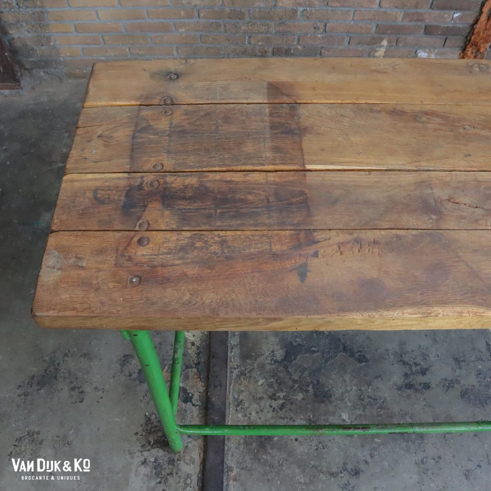 Industriële tafel met houten blad - Afbeelding 6