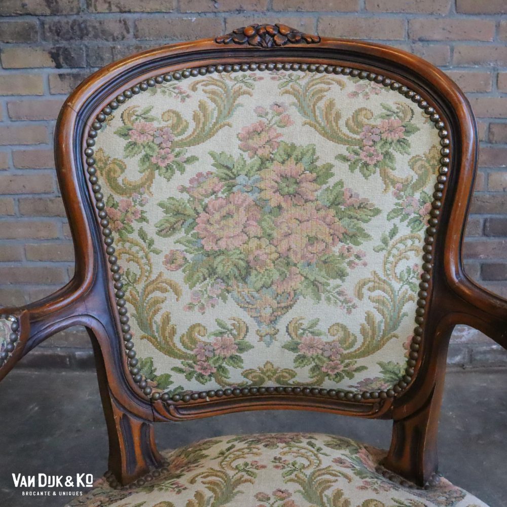 Louis XV stoel met bloemenprint - Afbeelding 5