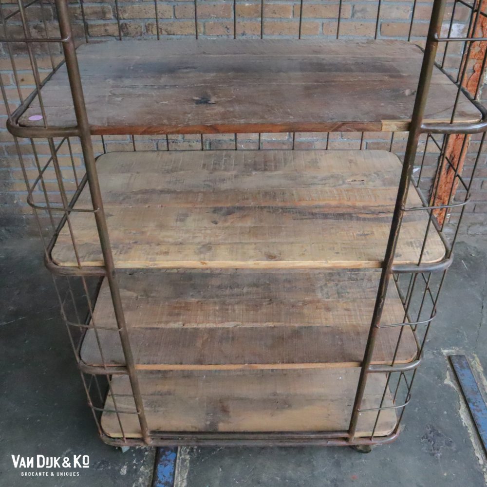 Industrieel rek met houten planken - Afbeelding 3
