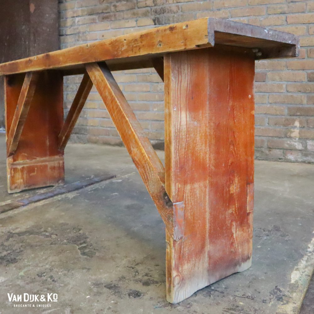 Brocante houten bankje - Afbeelding 3