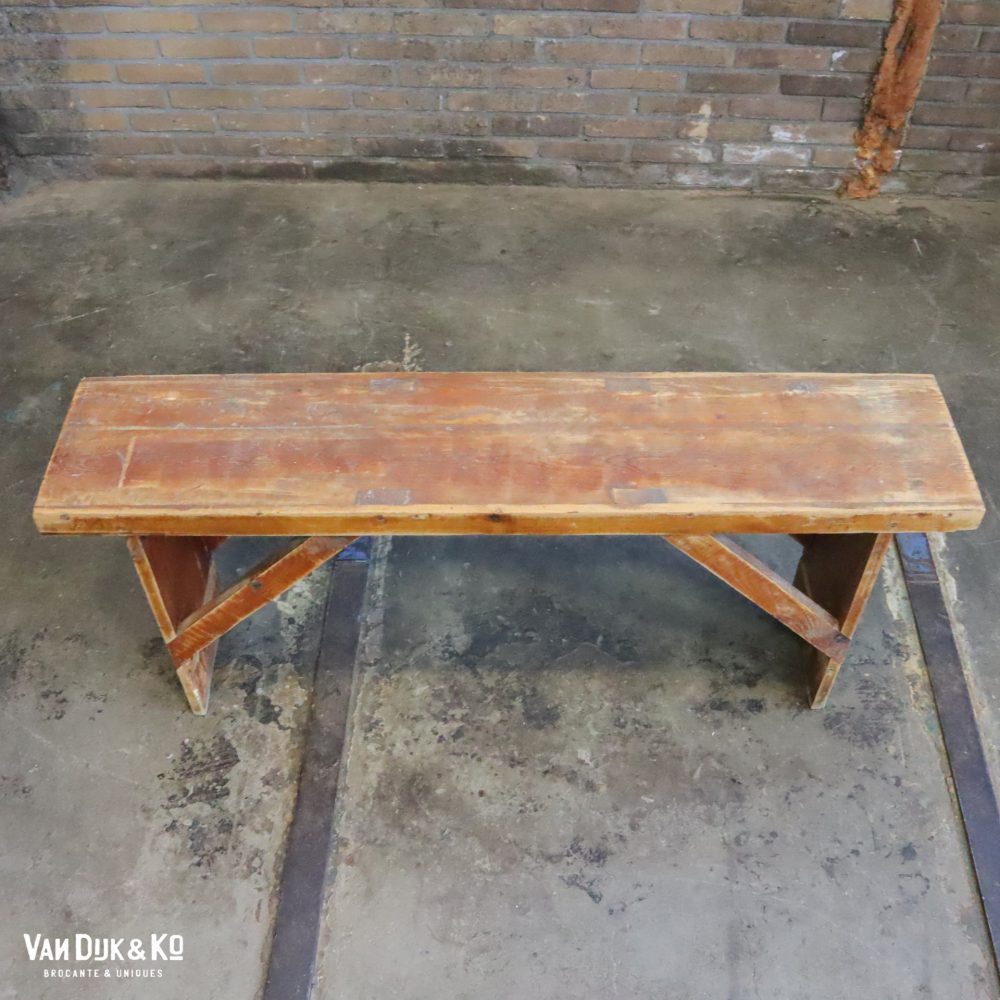 Brocante houten bankje - Afbeelding 4