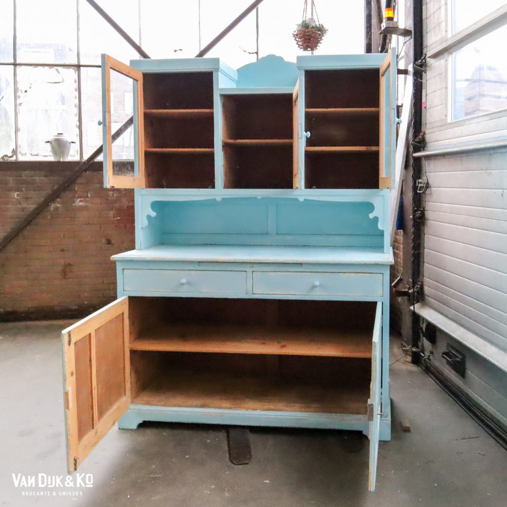 Brocante blauwe buffetkast - Afbeelding 10