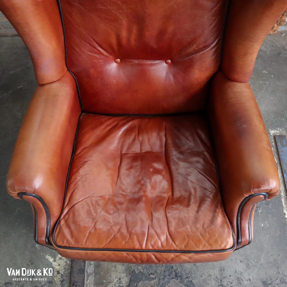 Vintage leren fauteuil - Afbeelding 6
