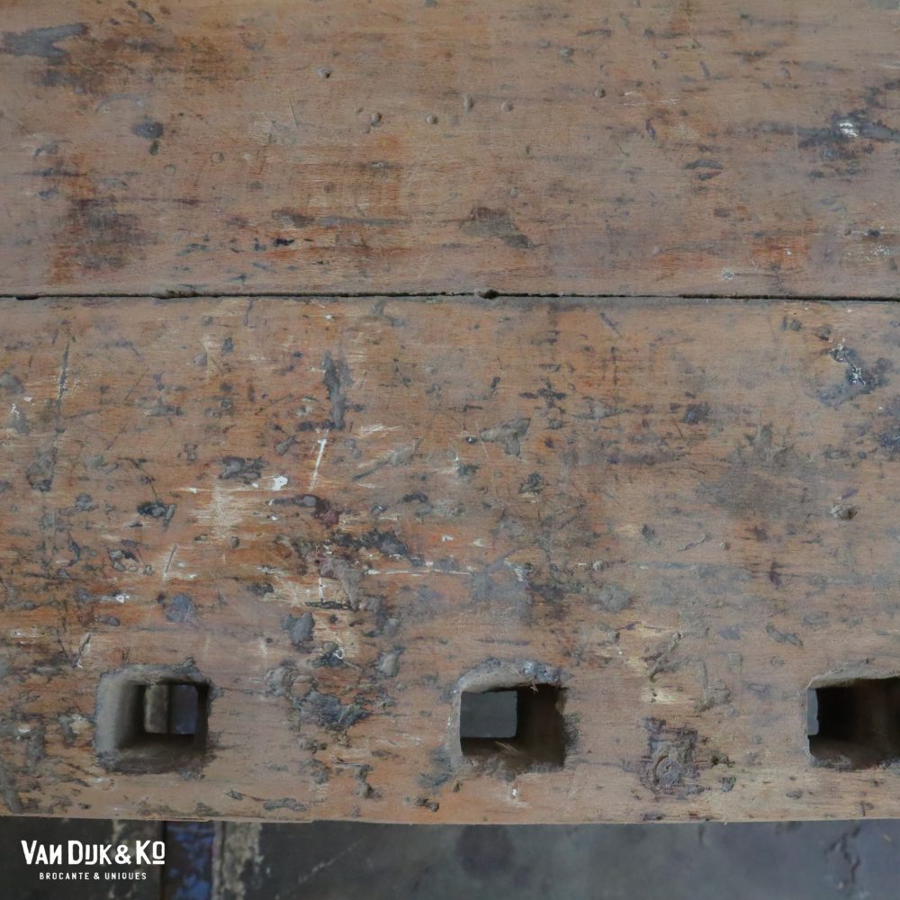 Vintage werkbank met groen onderstel - Afbeelding 8