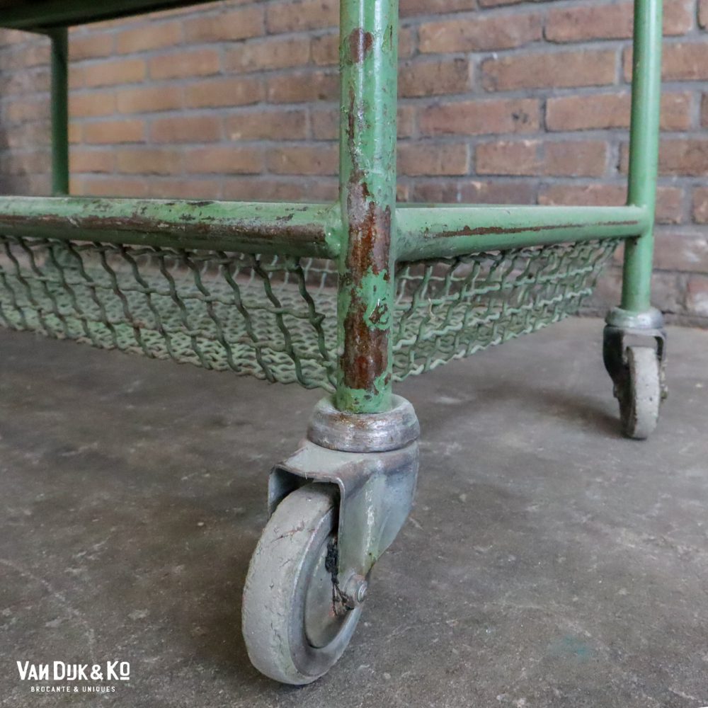 Industriële trolley met houten planken - Afbeelding 7