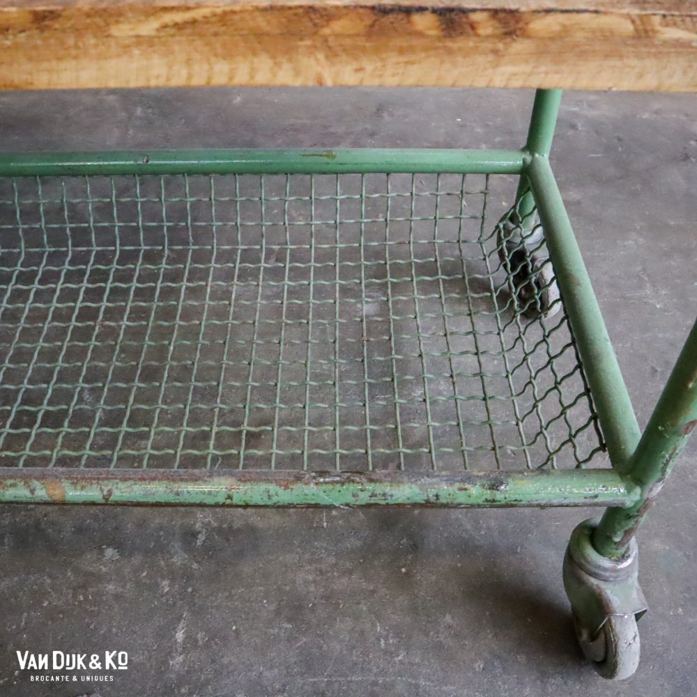Industriële trolley met houten planken - Afbeelding 6